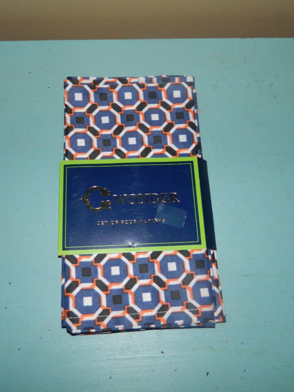 C Wonder Octagon Geometric Navy 19" x 19" Cloth Napkins set/4